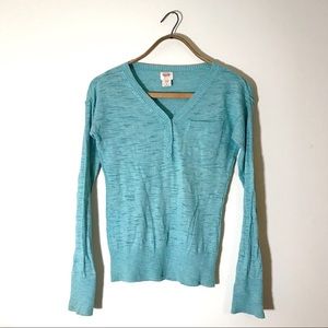 Mossimo Supply Co. Teal V-neck sweater buttons pocket small long sleeve